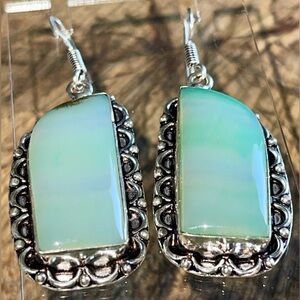 Green Onyx Earrings 2 1/4”